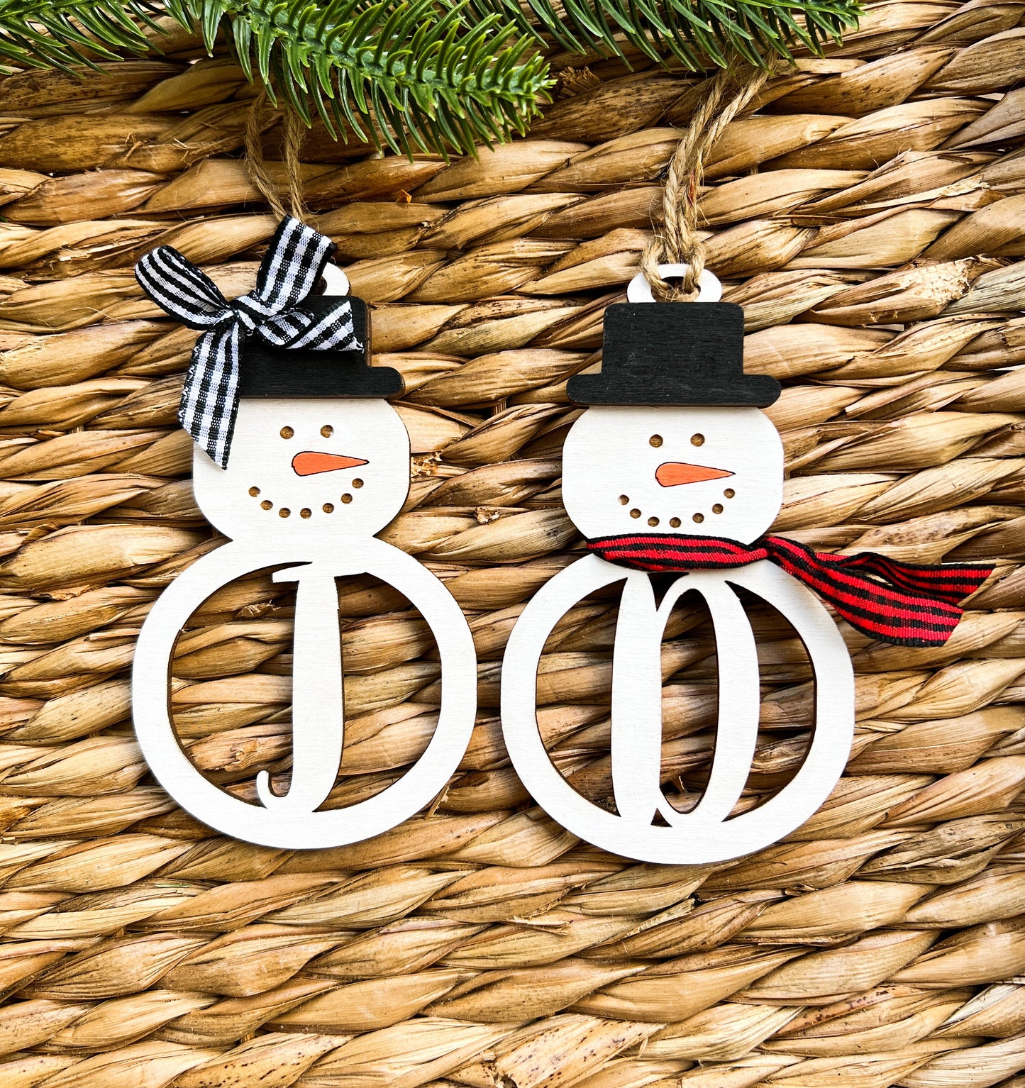 Snowman Initial Ornament