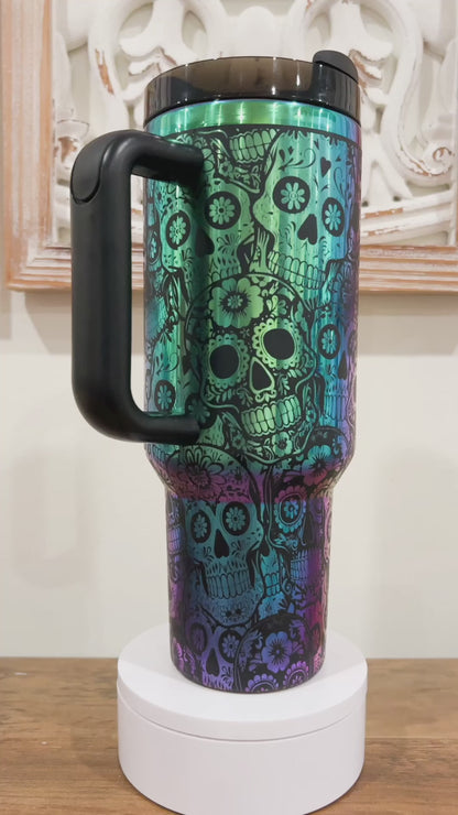 Sugar Skull Engraved Cup